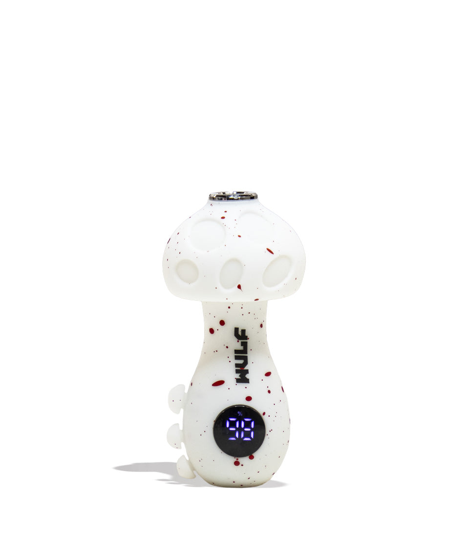 White Red Spatter Wulf Mods TRYP Mushroom Shaped Variable Voltage Battery Front View on White Background