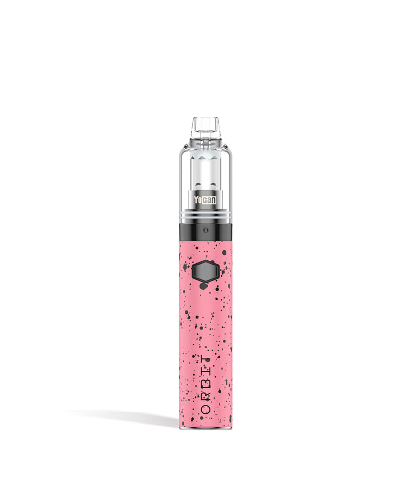 Pink Black Spatter front view Wulf Mods Orbit Concentrate Vaporizer on white studio background