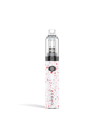 White Red Spatter front view Wulf Mods Orbit Concentrate Vaporizer on white studio background