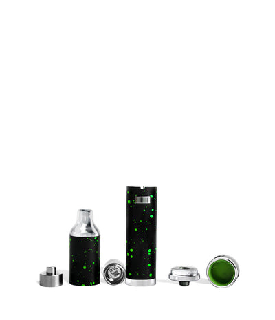 Black Green Spatter Wulf Mods Evolve Plus Concentrate Vaporizer Apart View on White Background