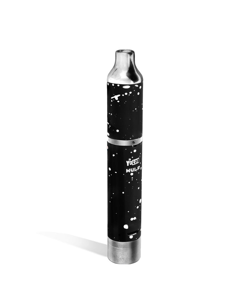 Black White Spatter Wulf Mods Evolve Plus Concentrate Vaporizer Back View on White Background
