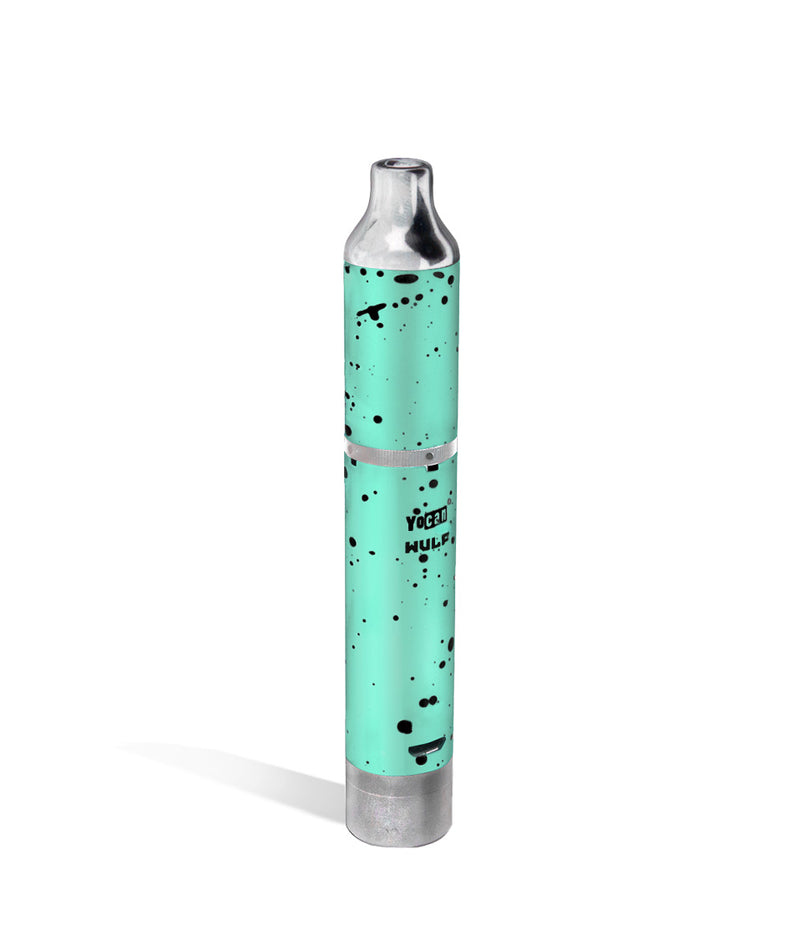 Teal Black Spatter Wulf Mods Evolve Plus Concentrate Vaporizer Back View on White Background