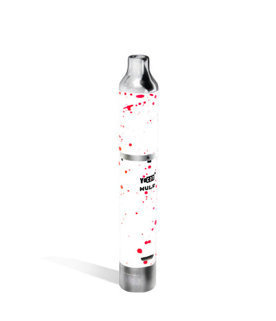 White Red Spatter Wulf Mods Evolve Plus Concentrate Vaporizer Back View on White Background