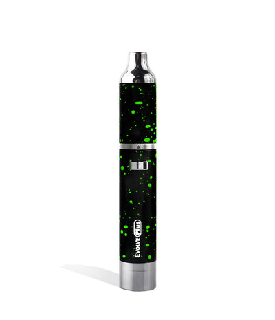Black Green Spatter Wulf Mods Evolve Plus Concentrate Vaporizer Front View on White Background