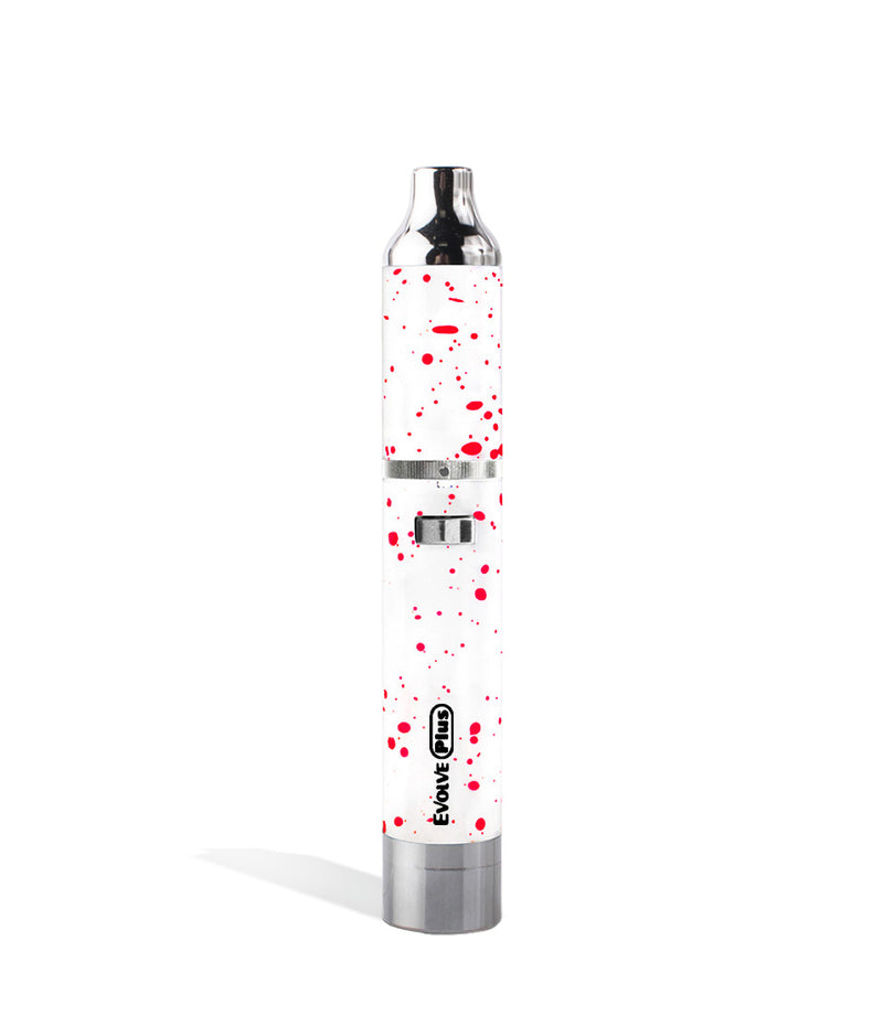White Red Spatter Wulf Mods Evolve Plus Concentrate Vaporizer Front View on White Background