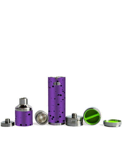 Purple Black Spatter Wulf Mods Evolve Plus XL Concentrate Vaporizer Apart View on White Background