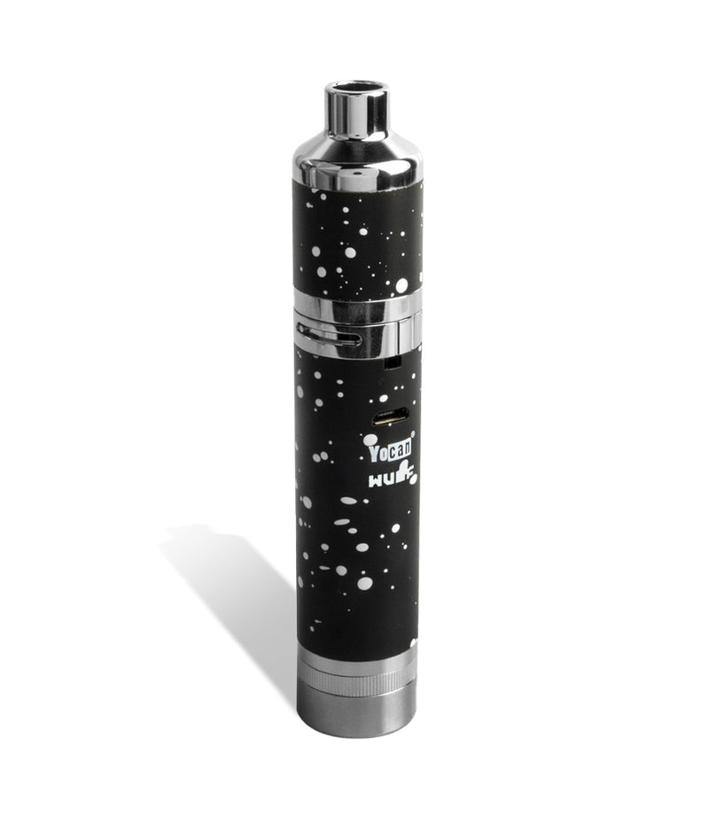 Black White Spatter Wulf Mods Evolve Plus XL Concentrate Vaporizer Back View on White Background