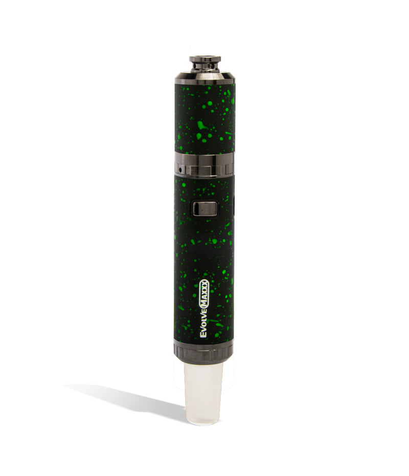 Black Green Spatter Wulf Mods Evolve Maxxx 3 in 1 Kit Dab Rig Front View on White Background
