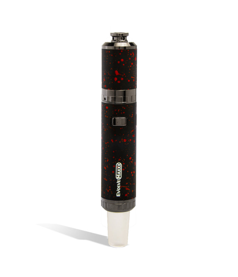 Black Red Spatter Wulf Mods Evolve Maxxx 3 in 1 Kit Dab Rig Front View on White Background