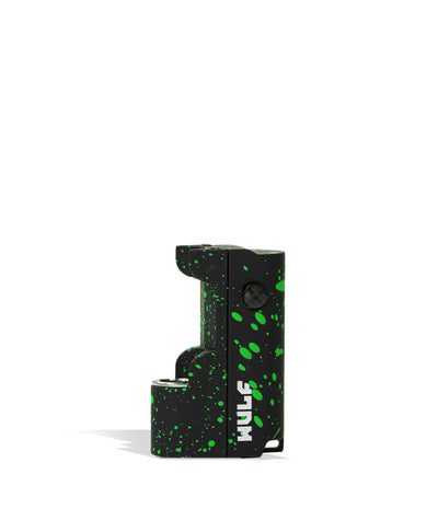 Black Green Spatter Wulf Mods Micro Plus Cartridge Vaporizer Front View on White Background