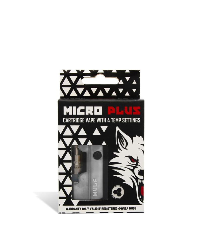 Silver Wulf Mods Micro Plus Cartridge Vaporizer Packaging on White Background