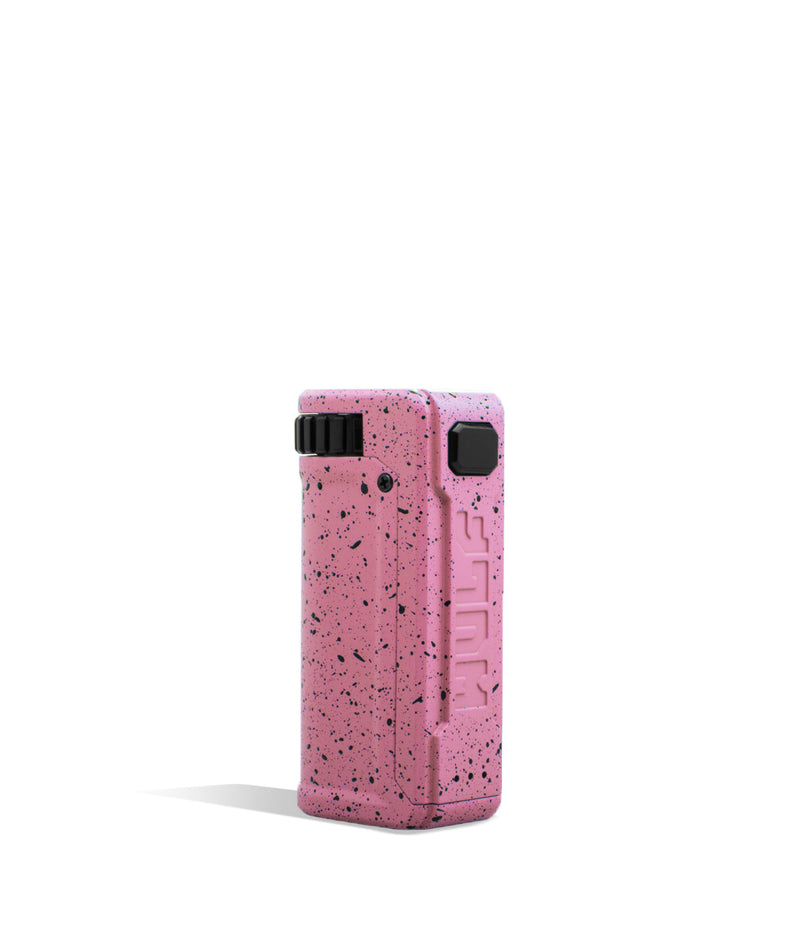 Pink Black Spatter Wulf Mods UNI S Adjustable Cartridge Vaporizer Front View on White Background