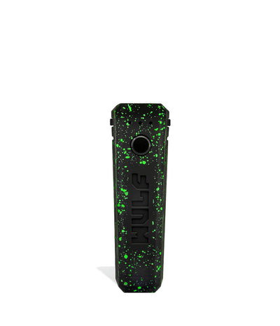 Black Green Spatter Wulf Mods UNI Adjustable Cartridge Vaporizer Face View on White Background