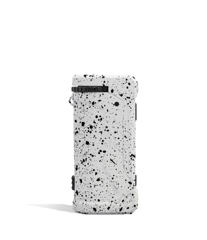 White Black Spatter Wulf Mods UNI Pro Adjustable Cartridge Vaporizer Side View on White Background