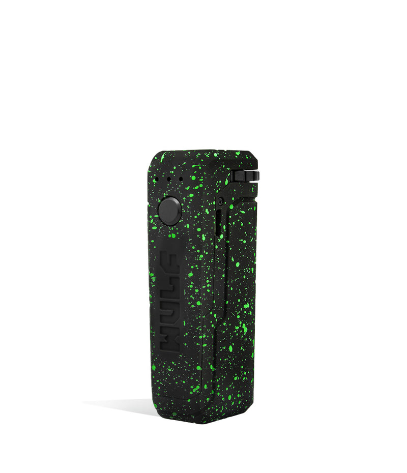 Black Green Spatter Wulf Mods UNI Adjustable Cartridge Vaporizer Side 1 View on White Background